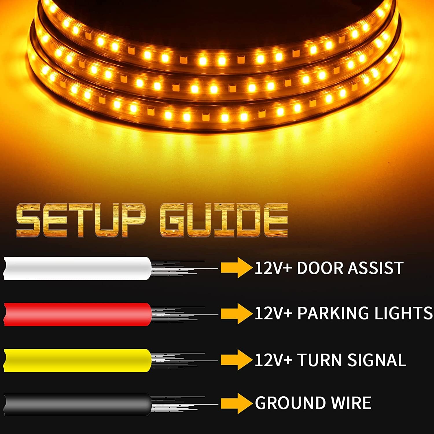 2Pcs Truck LED Running Board Lights Sequential Amber Led Side Marker Light 70 In