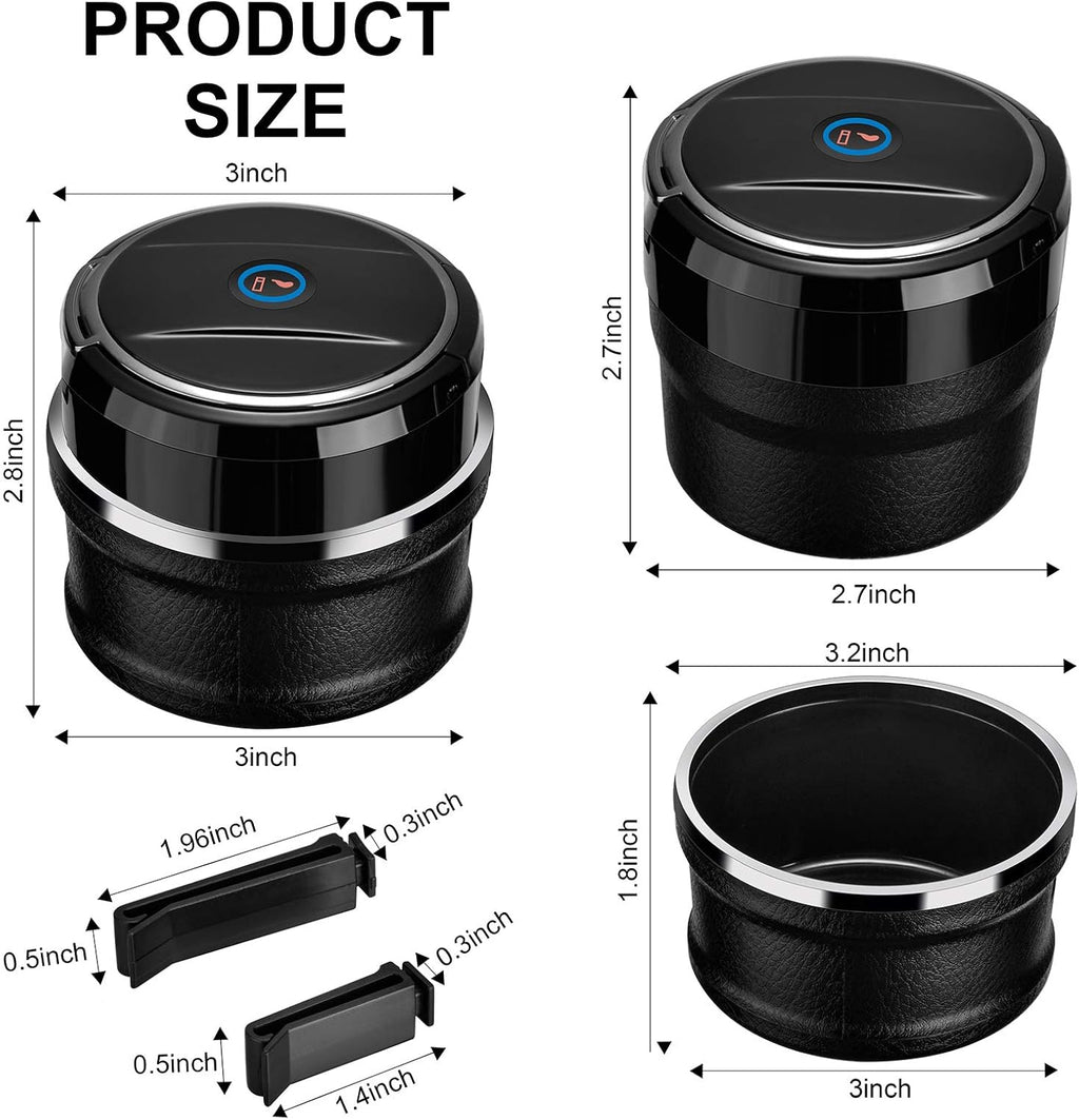 Car Ashtray with Lid Easy Clean up Detachable Auto Ashtray LED for Most Car/Air Vent Cup Holder Home Office