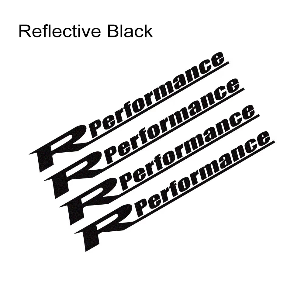 4Pcs Reflective Car Wheels Stickers Auto Rim Wheel Hub Body Racing R Performance Style Vinyl Film Decals Car Tuning Accessories