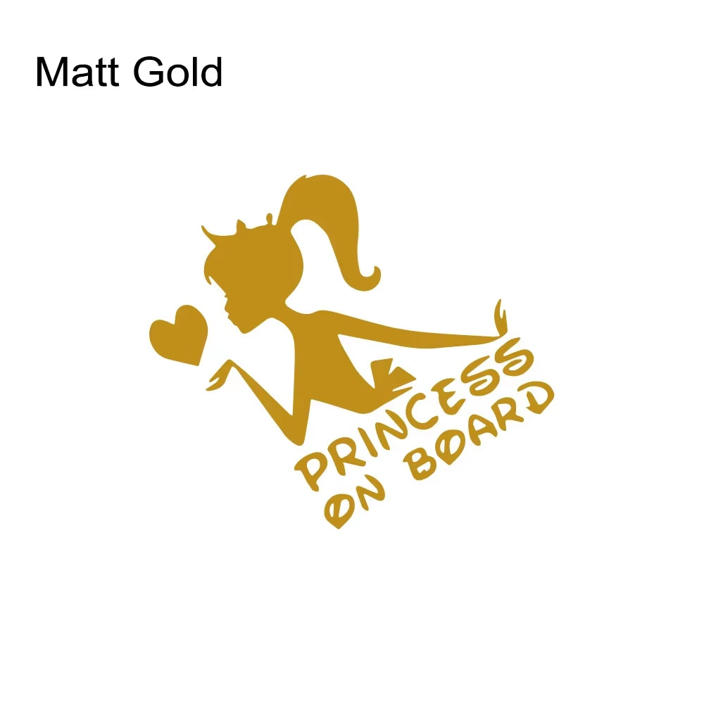 Funny 3D Car Stickers Princess on Board Vinyl Decals Girl Daughter Driving Safety Warning Sign Sticker Car Decor Accessories