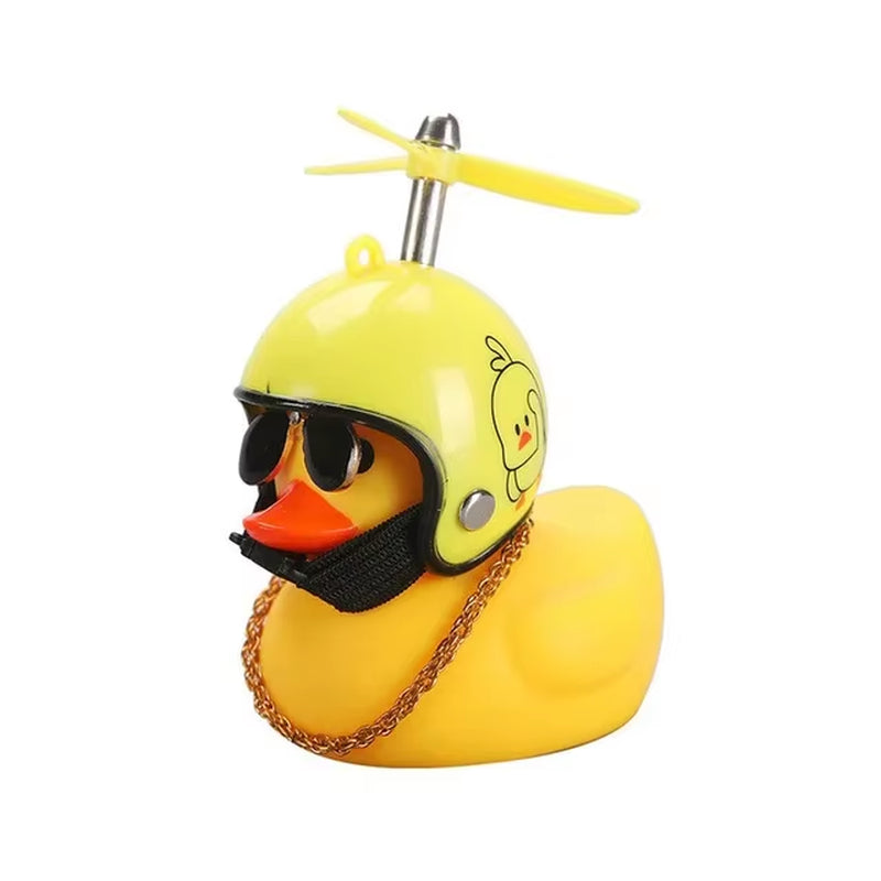 Cute Rubber Duck Toy Car Ornaments Yellow Duck Car Dashboard Decorations Bike Gadgets with Propeller Helmet Car Accessories