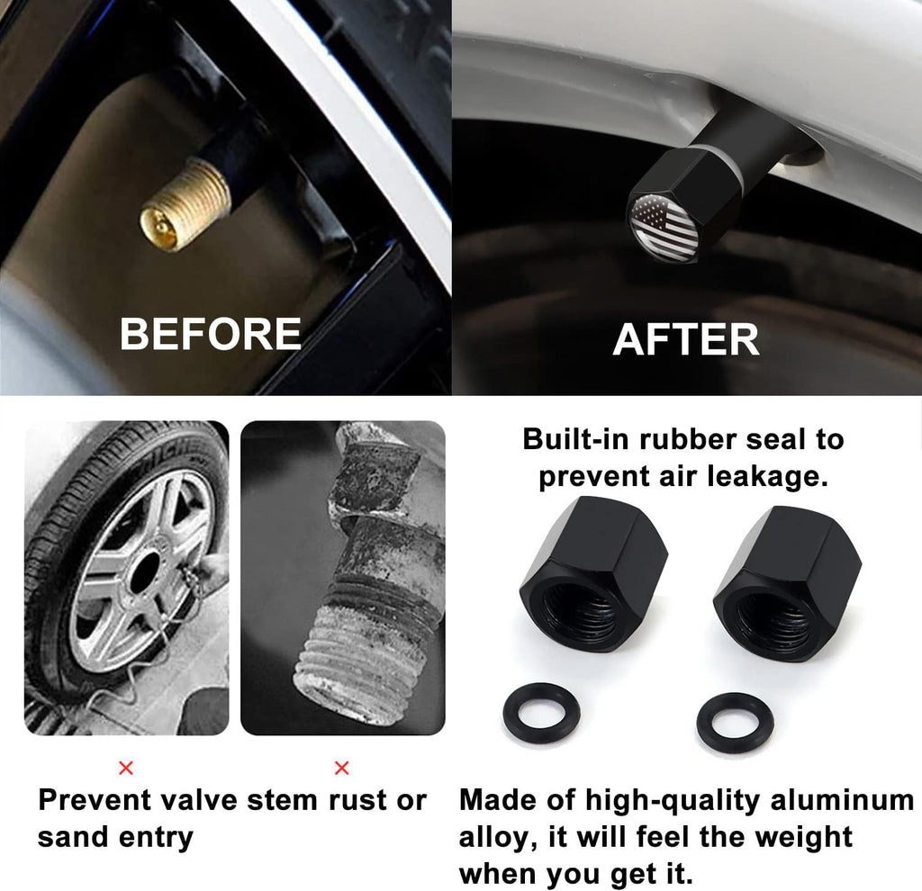 Car Bullet Antenna Replacement with Valve Stem Cap for Ford F150 F250 F350 Super Duty Raptor Bronco Dodge Ram Chevy Silverado GMC Sierra 1500 2500 3500 Truck Accessories 1990-2024 (Black)