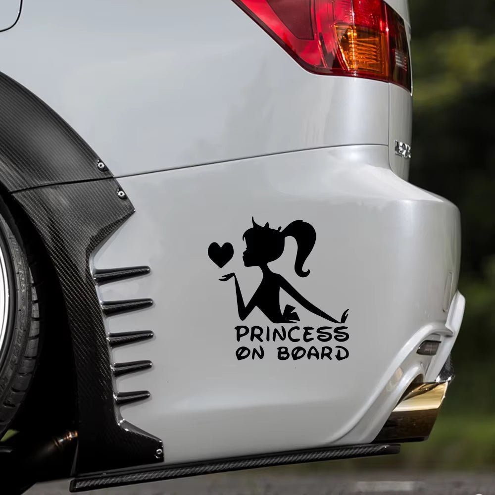 Funny 3D Car Stickers Princess on Board Vinyl Decals Girl Daughter Driving Safety Warning Sign Sticker Car Decor Accessories