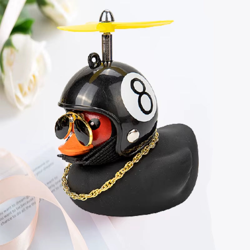 Car Ornaments Cute Little Yellow Duck with Helmet Propeller for Bike Motorcycle without Lights Red Duck Car Interior Accessories