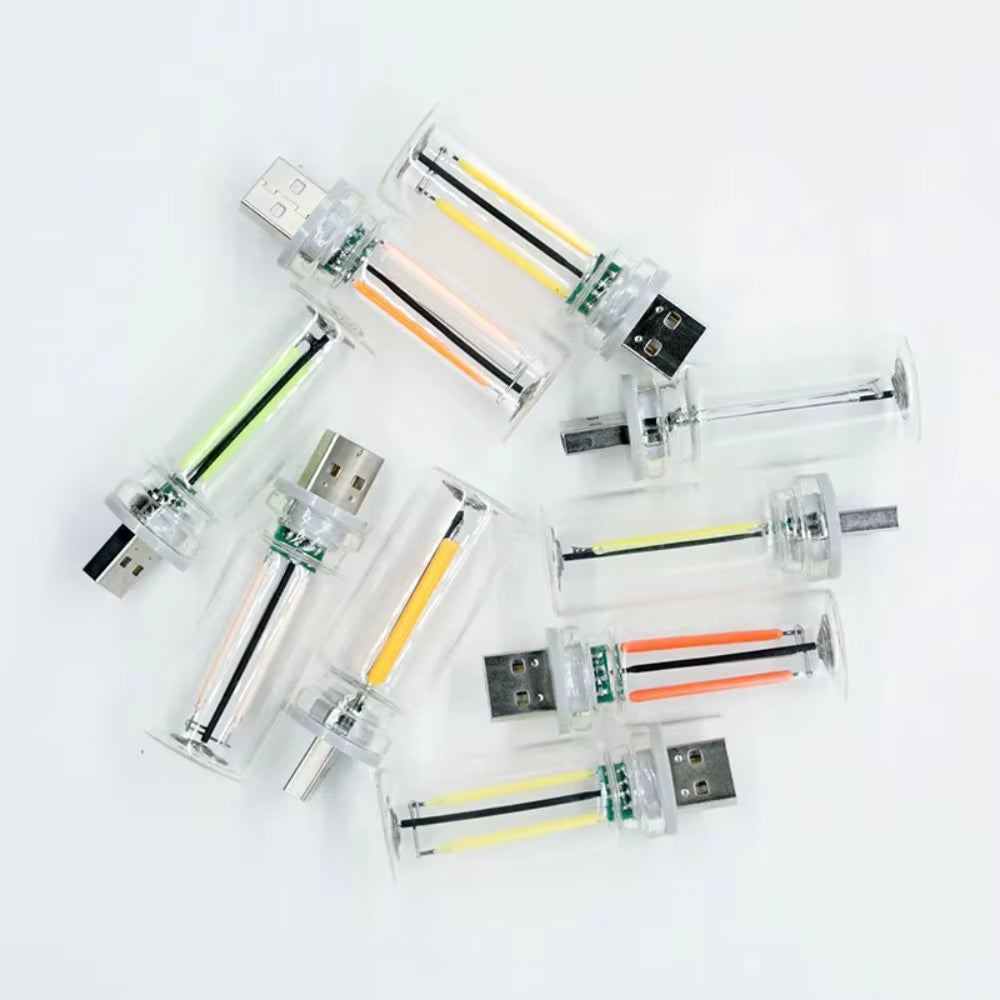 Car USB Night Light Touch Dimmable LED Filament Lamp Portable Lighting Plug and Play Decorative Atmosphere Light for Car Bedroom