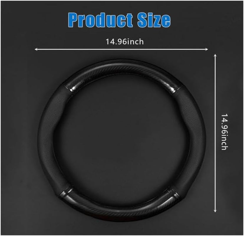 QODOLSI 1 Pack Car Breathable Steering Wheel Cover, Wear -Resistant Steering Wheel Sleeve, Carbon Fiber Non-Slip Steering Wheel Protector, Four Seasons Universal Steering Wheel Set (Circular)