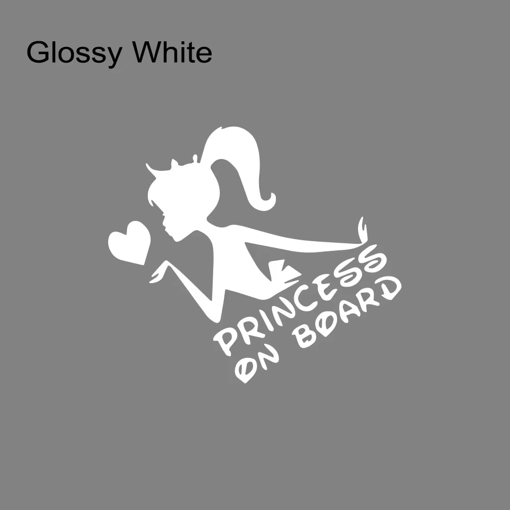 Funny 3D Car Stickers Princess on Board Vinyl Decals Girl Daughter Driving Safety Warning Sign Sticker Car Decor Accessories