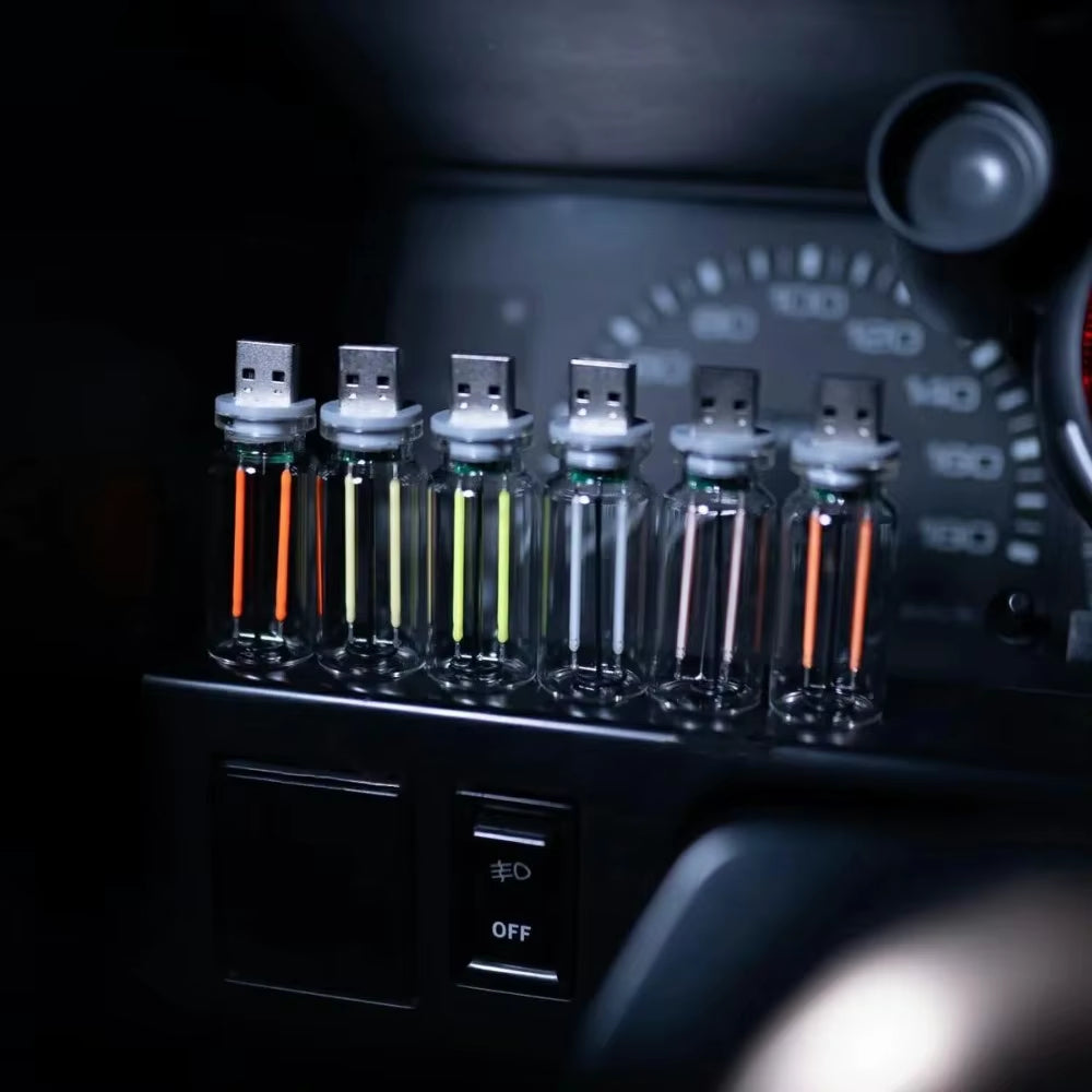 Car USB Night Light Touch Dimmable LED Filament Lamp Portable Lighting Plug and Play Decorative Atmosphere Light for Car Bedroom