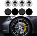 Tecledsn 4PCS Skull Wheel Center Caps - Waterproof & Rustproof Hub Cover Stickers, Decorative Accessories for Trucks and Cars (Black/Silver)