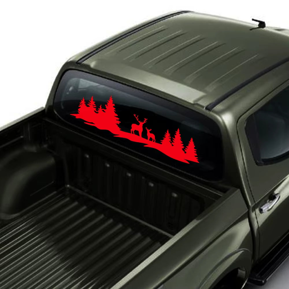 Car Hunting Deer Trees Sticker Pickup Truck Window Back Door Tailgate Vinyl 4X4 off Road Decor Decal Auto Tuning Accessories