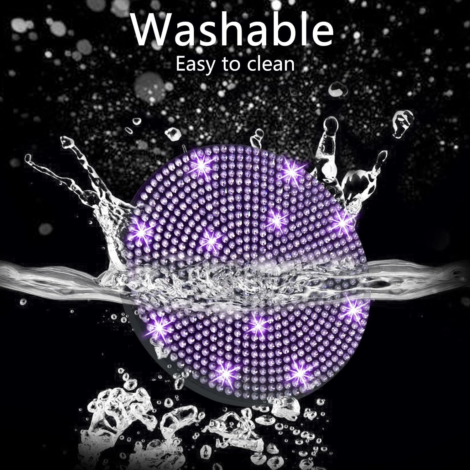 NBTEPEM 2Pcs Bling Car Cup Holder Coaster, 2.75 Inch Anti-Slip Shockproof Universal Fashion Car Coasters Insert Bling Crystal Rhinestone Automotive Interior Accessories for Women (2 Pcs, Black)