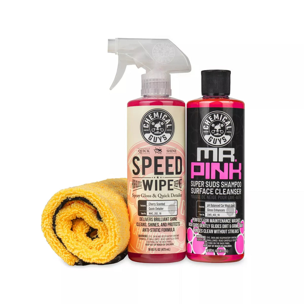 Chemical Guys 3Pc Wash and Shine Cleaners: Liquid Automotive Cleaning Kit, 2.75 Net Weight, Scented for Cars & Motorcycles