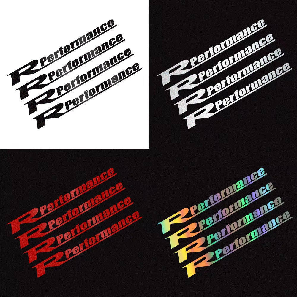 4Pcs Reflective Car Wheels Stickers Auto Rim Wheel Hub Body Racing R Performance Style Vinyl Film Decals Car Tuning Accessories