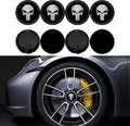 Tecledsn 4PCS Skull Wheel Center Caps, Car Hub Center Caps, Waterproof & Rustproof Wheel Hub Center Cap Cover Stickers, Decorative Car Accessories Wheel Center Covers for Trucks Cars (Silver/Black)