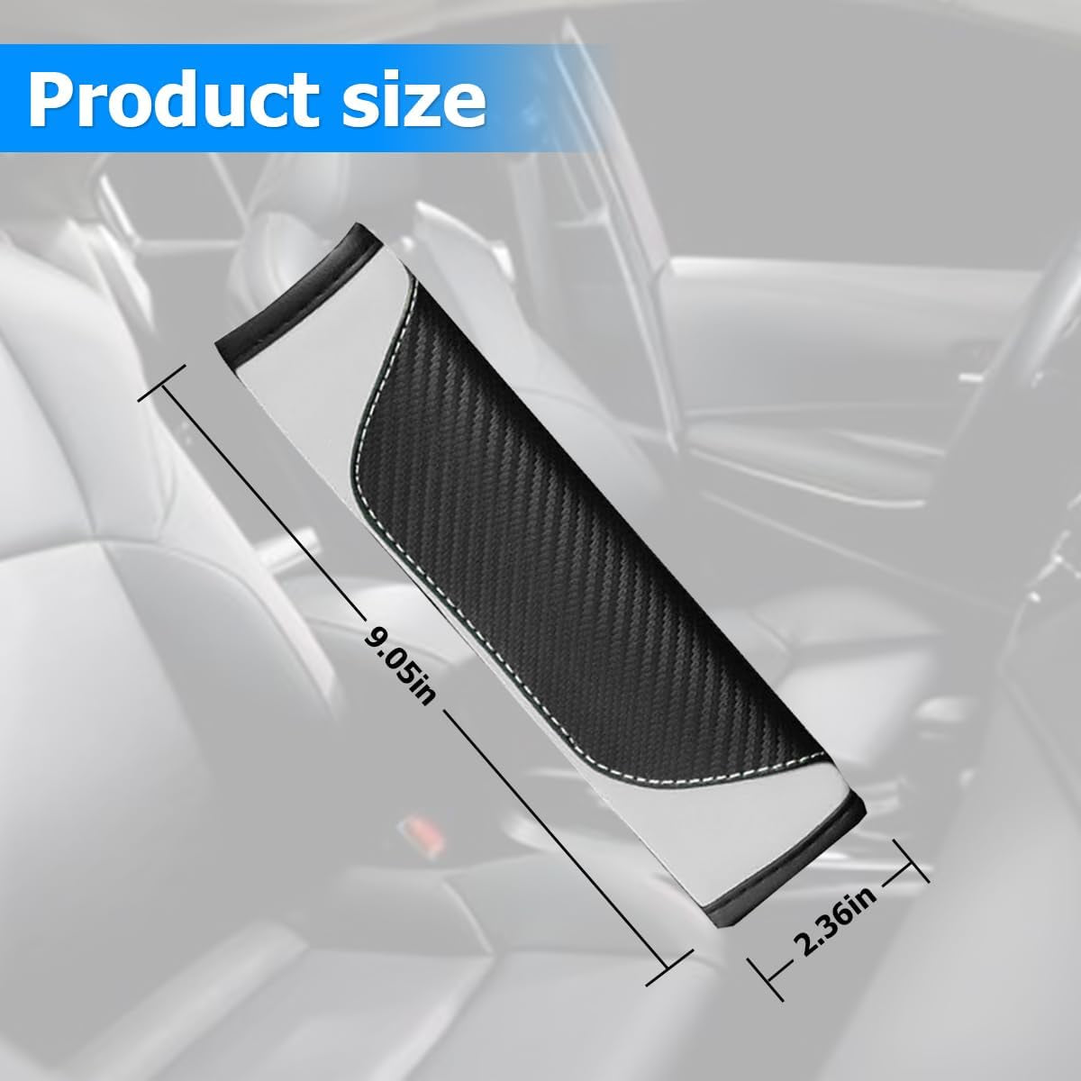 2PCS Car Seat Belt Cover, Carbon Fiber Seatbelt Shoulder Strap Covers, Breathable Leather Soft Harness Pad Protect Your Neck and Shoulder Compatible with Cars