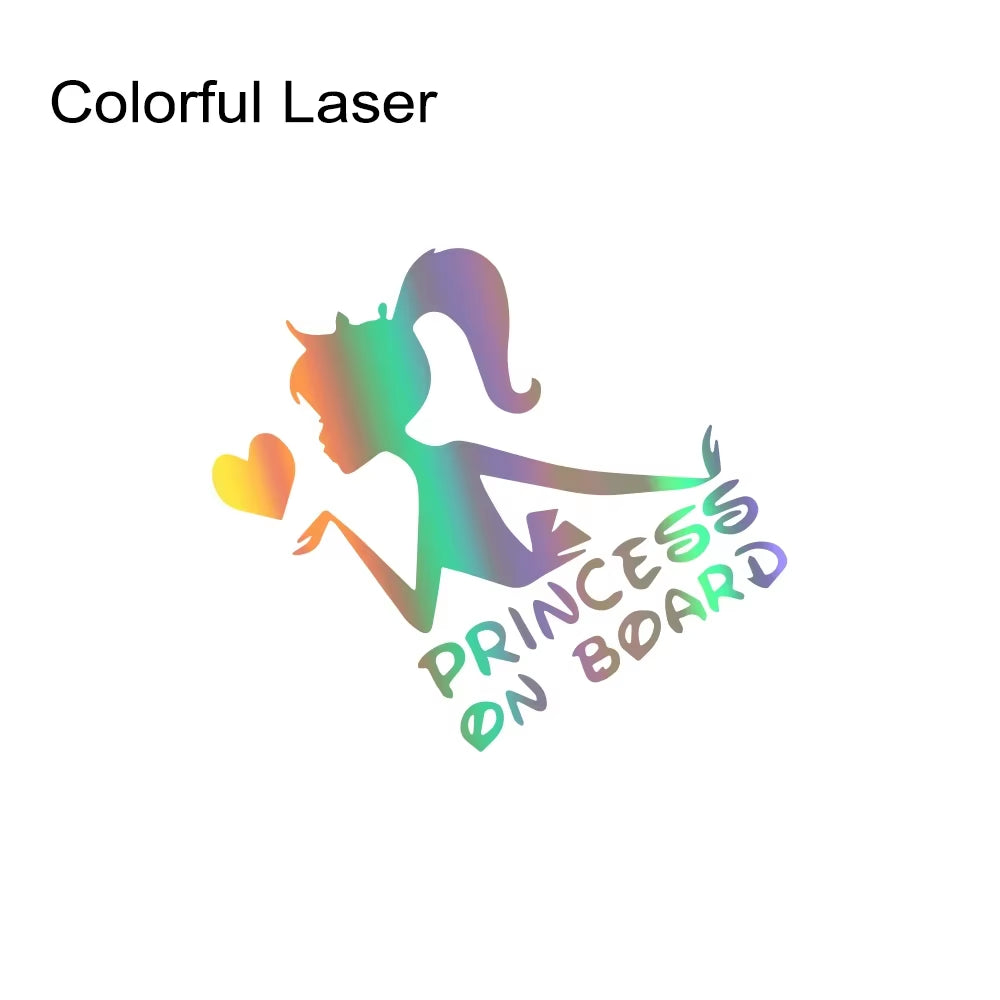 Funny 3D Car Stickers Princess on Board Vinyl Decals Girl Daughter Driving Safety Warning Sign Sticker Car Decor Accessories