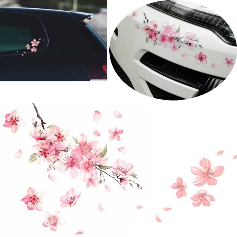 Creative Car Stickers Personality Car Stickers Decorative Flower Pink Cherry Blossom Vinyl Car Sticker Auto Windshield Decal