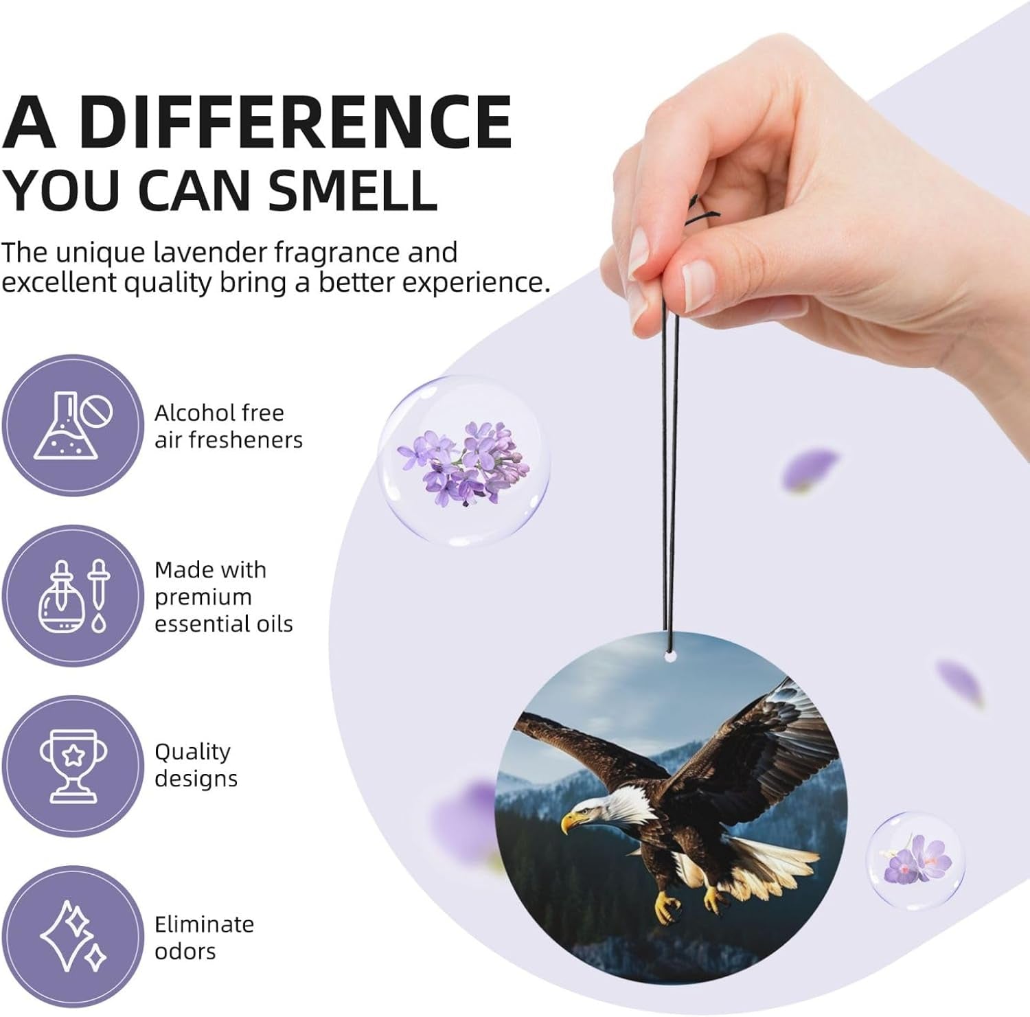 6PCS Hanging Air Fresheners for Car Incense Chips Lavender Eagle at Hunting Air Fragrance Home Refresh Air Fragrant for Girls Women Funny Car Interior Accessories Decor Gift
