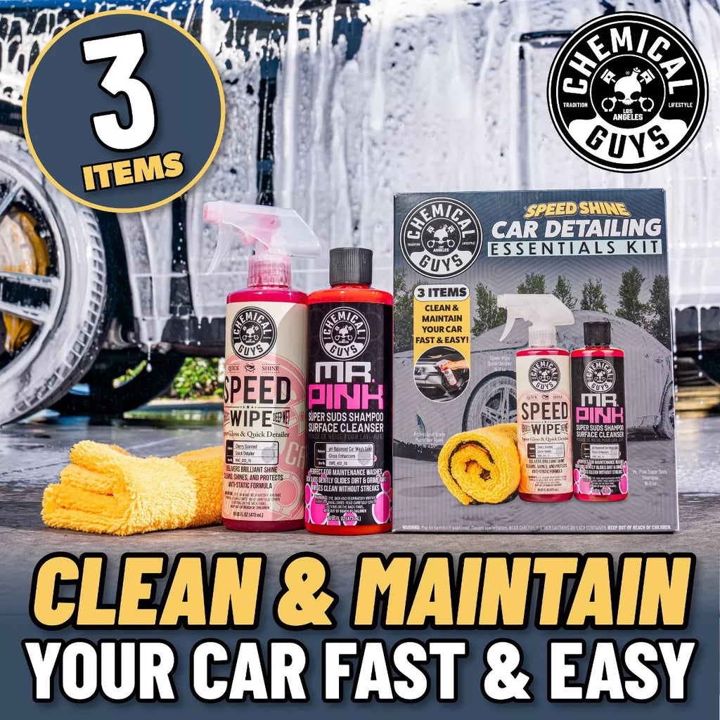Chemical Guys 3Pc Wash and Shine Cleaners: Liquid Automotive Cleaning Kit, 2.75 Net Weight, Scented for Cars & Motorcycles