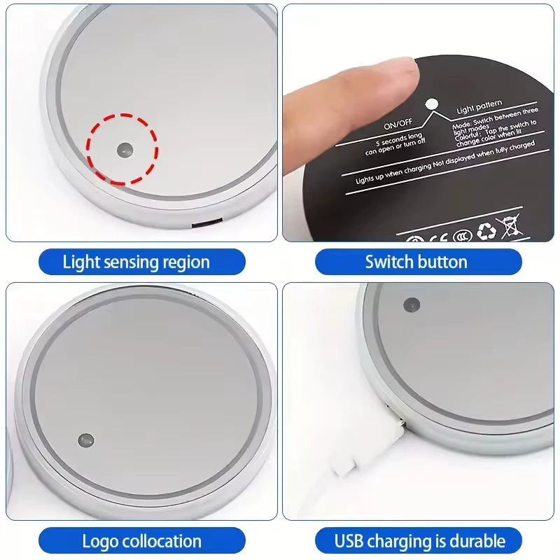 7 Colors Car Coasters Cup Holder LED Light Mats Bottle Light Sensor Atmosphere Interior Accessories Universal