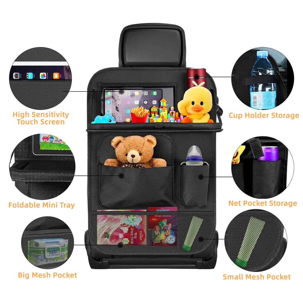 Xueyu Ultimate Car Backseat Organizer 2 Pack, Foldable Tray, Spacious Pockets, Backseat Protector for Adult Road Trip Essentials Travel
