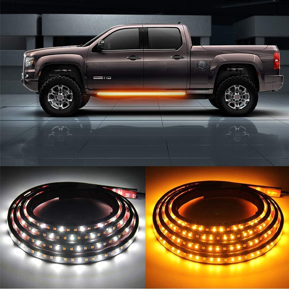 2Pcs Truck LED Running Board Lights Sequential Amber Led Side Marker Light 70 In