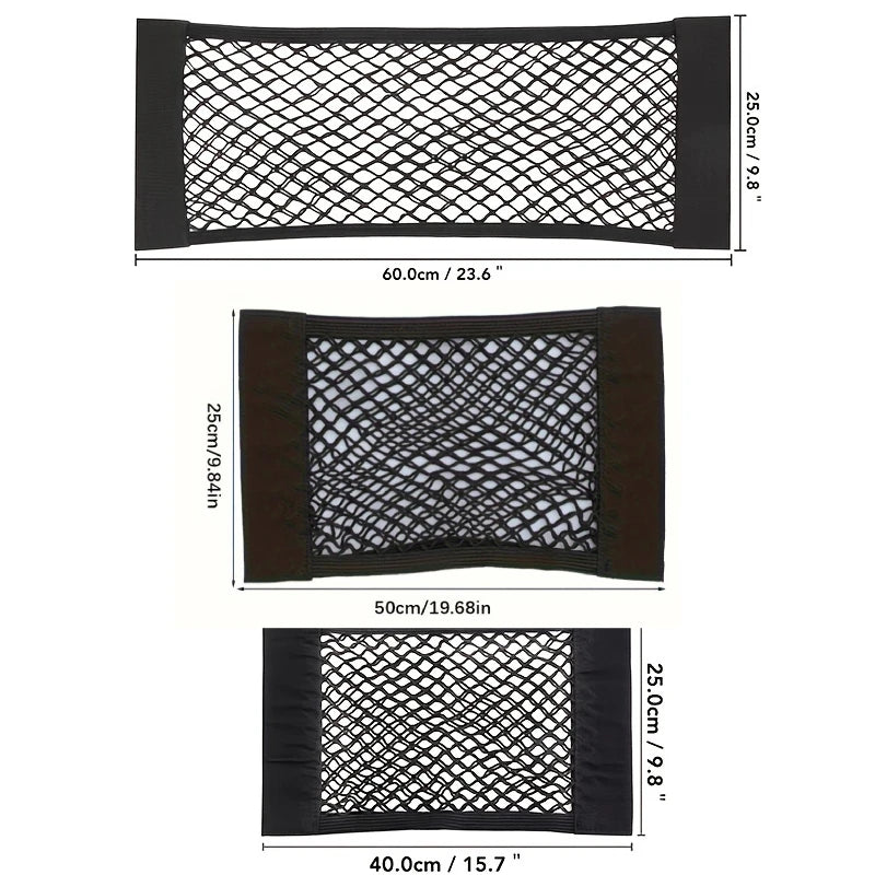 Universal Car Storage Bag Double Mesh Trunk Storage Net, Car Built-In Storage Bag, Car Fire Extinguisher Fixed Net