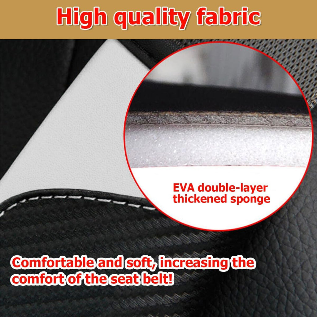 2PCS Car Seat Belt Cover, Carbon Fiber Seatbelt Shoulder Strap Covers, Breathable Leather Soft Harness Pad Protect Your Neck and Shoulder Compatible with Cars
