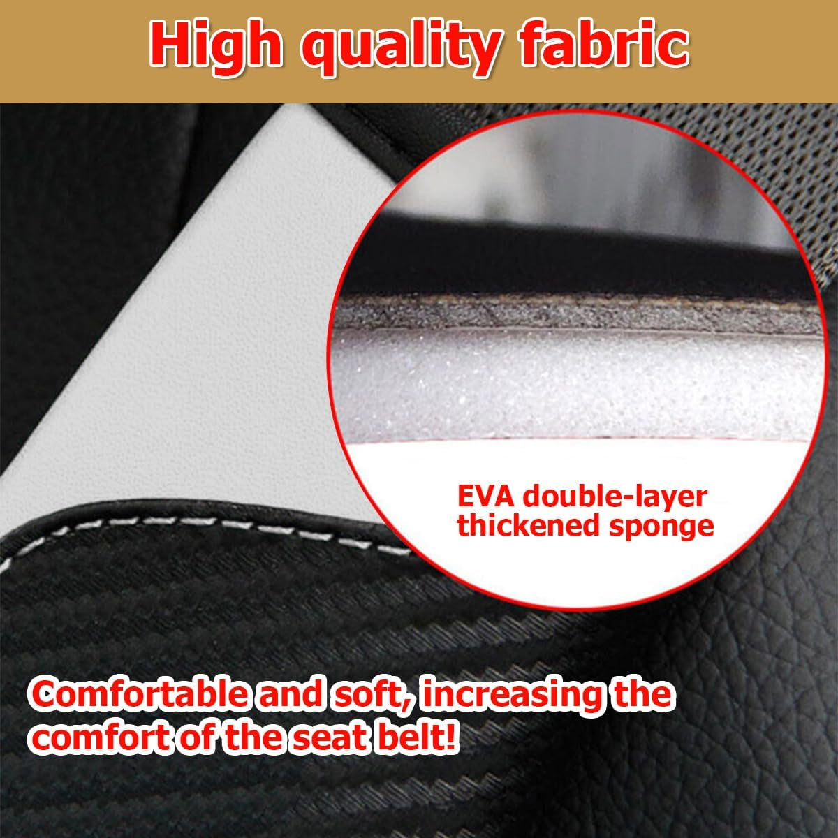 2PCS Car Seat Belt Cover, Carbon Fiber Seatbelt Shoulder Strap Covers, Breathable Leather Soft Harness Pad Protect Your Neck and Shoulder Compatible with Cars