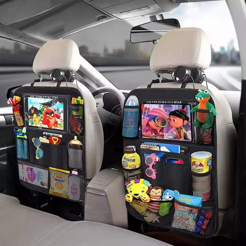 Car Backseat Organizer with Tablet Holder - Multi-Pocket Storage & Seat Protector for Kids/Pets
