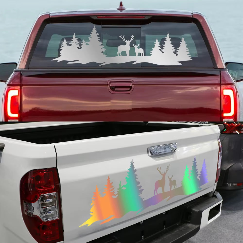 Car Hunting Deer Trees Sticker Pickup Truck Window Back Door Tailgate Vinyl 4X4 off Road Decor Decal Auto Tuning Accessories