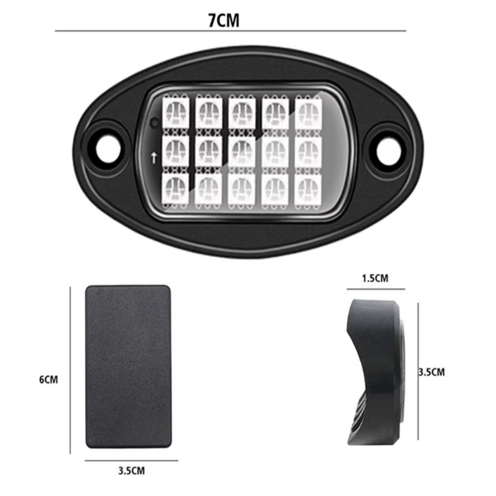 4/8 Pods RGB LED Rock Light 15 Leds APP Control Music Neon Car Underglow Chassis Light for Offroad Truck SUV Rock Lights.