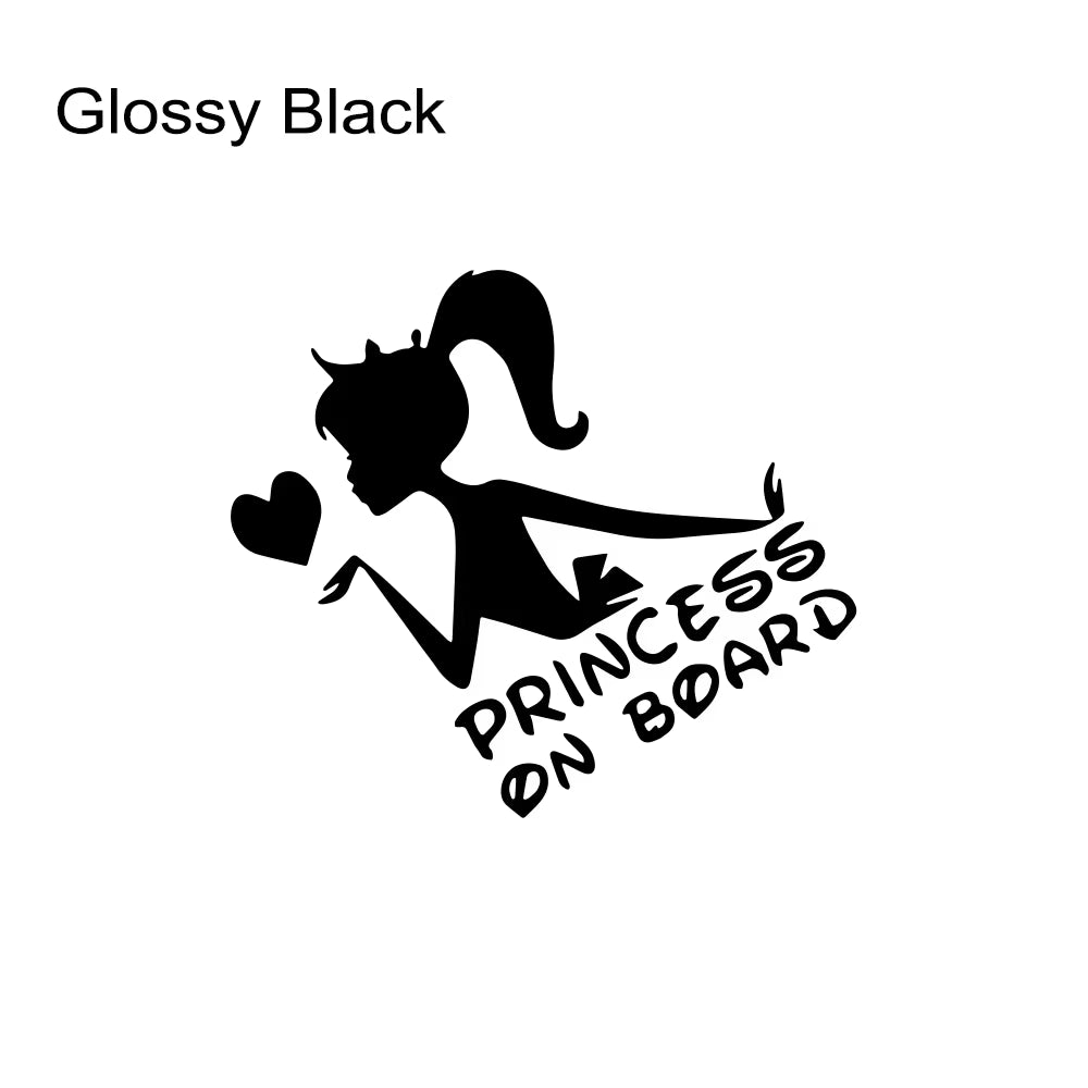 Funny 3D Car Stickers Princess on Board Vinyl Decals Girl Daughter Driving Safety Warning Sign Sticker Car Decor Accessories