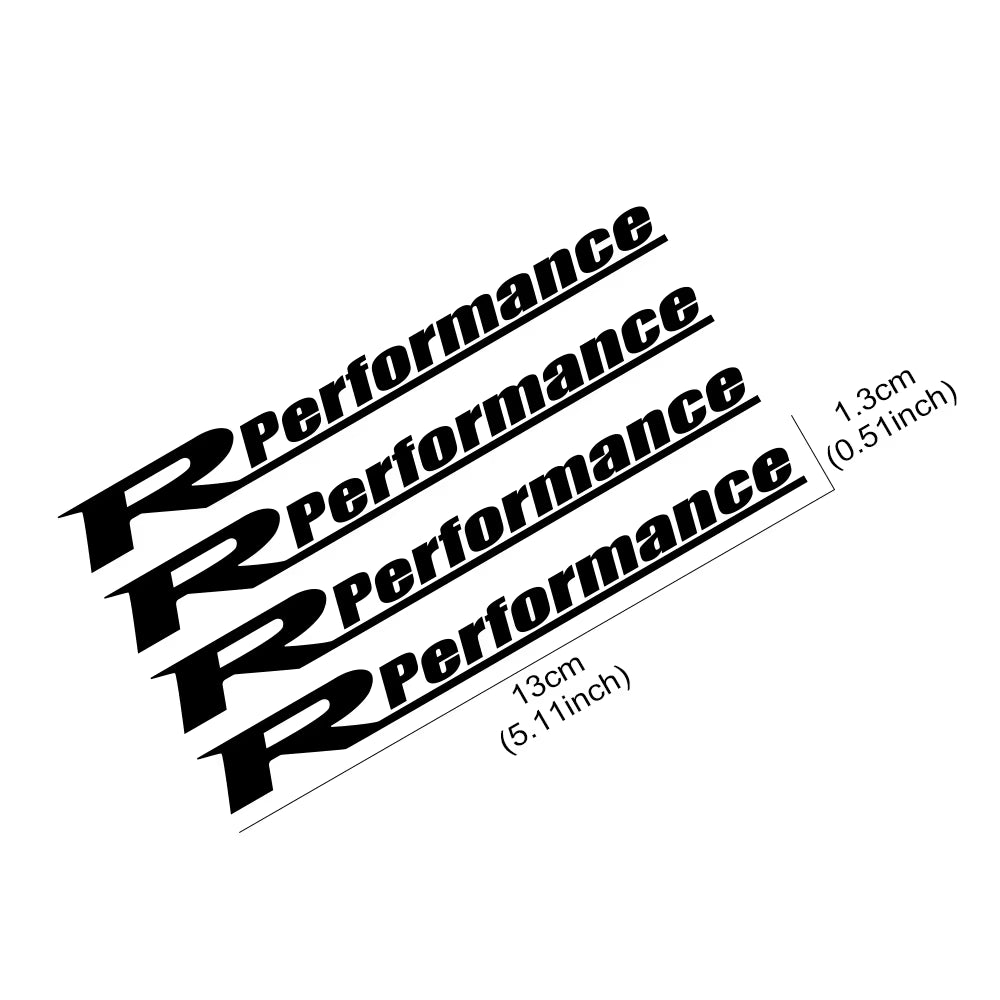 4Pcs Reflective Car Wheels Stickers Auto Rim Wheel Hub Body Racing R Performance Style Vinyl Film Decals Car Tuning Accessories