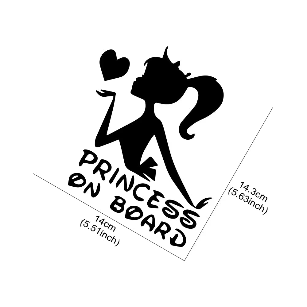 Funny 3D Car Stickers Princess on Board Vinyl Decals Girl Daughter Driving Safety Warning Sign Sticker Car Decor Accessories