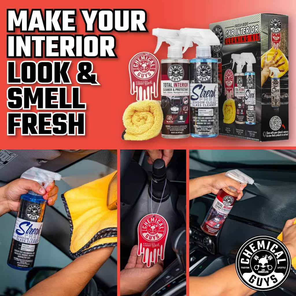 Chemical Guys 4Pc Interior Essentials: Liquid Automotive Cleaning Kit for Car Care, Scented Cleaners
