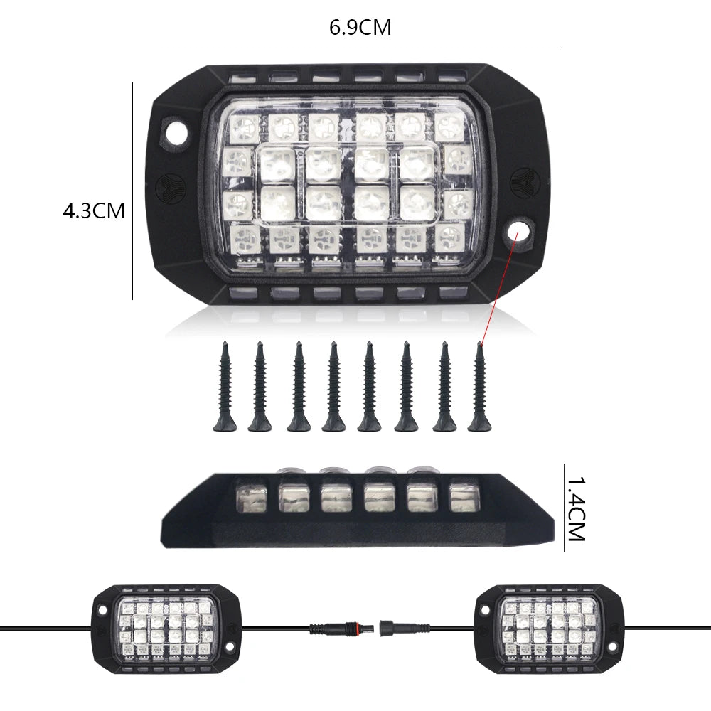 RGB 3D Lens LED Rock Lights with Remote App Control for Off-Road RZR, SUV, ATV, UTV, Jeep, and Underbody Chassis Illumination