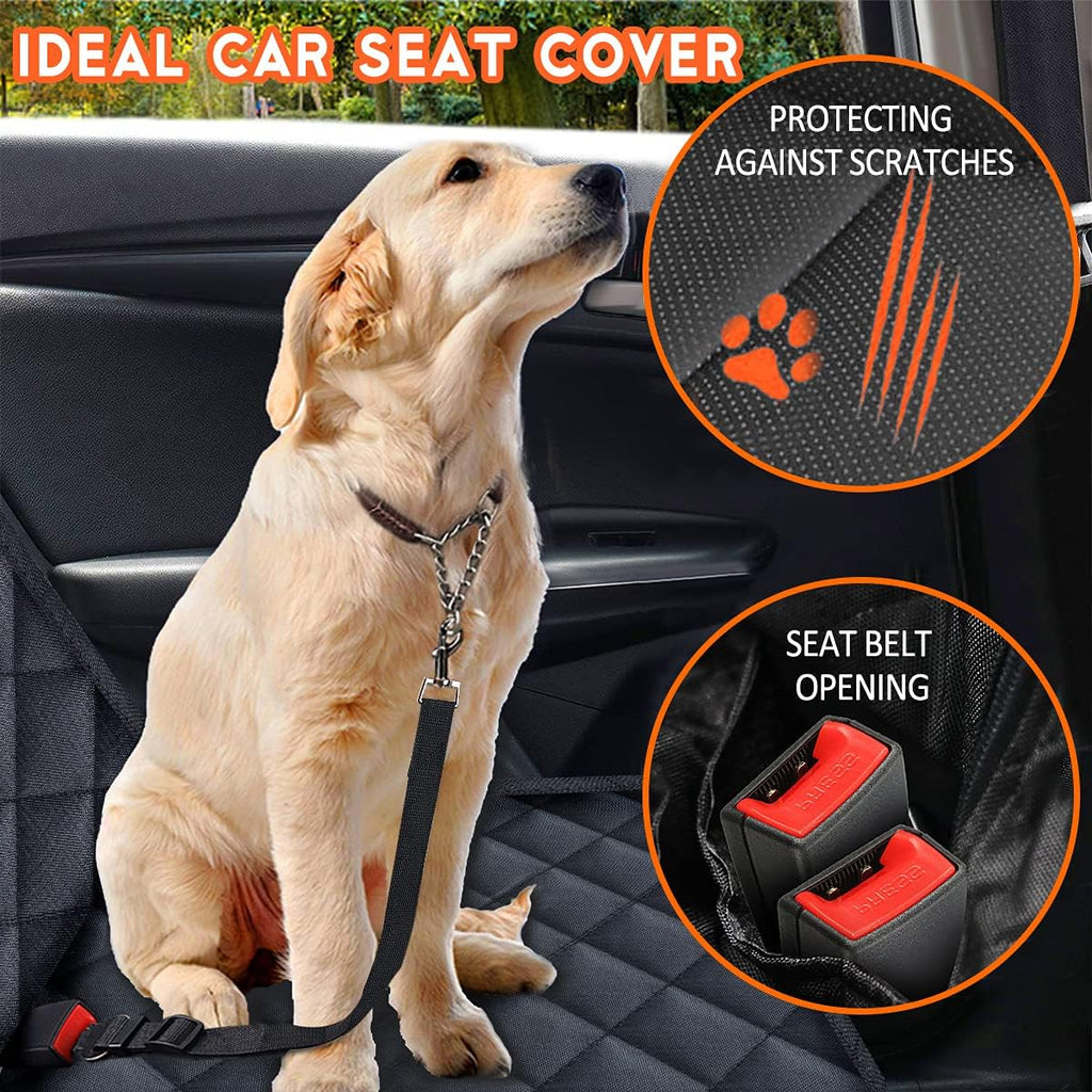 Yuntec Waterproof Pet Back Seat Protector | Non-Slip Bench Cover w/ Armrest Access | Black