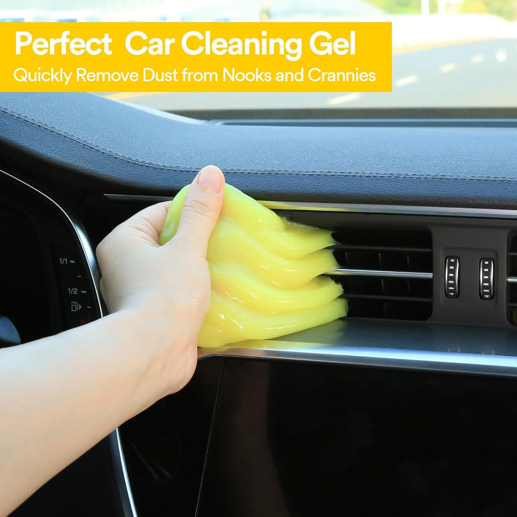 Car Cleaning Gel Detailing Kit Car Cleaning Putty Gel Reusable Car Cleaning Tools Car Slime for Cleaning Car Slime Cleaner Car Cleaning Supplies Car Accessories for Men Women Yellow