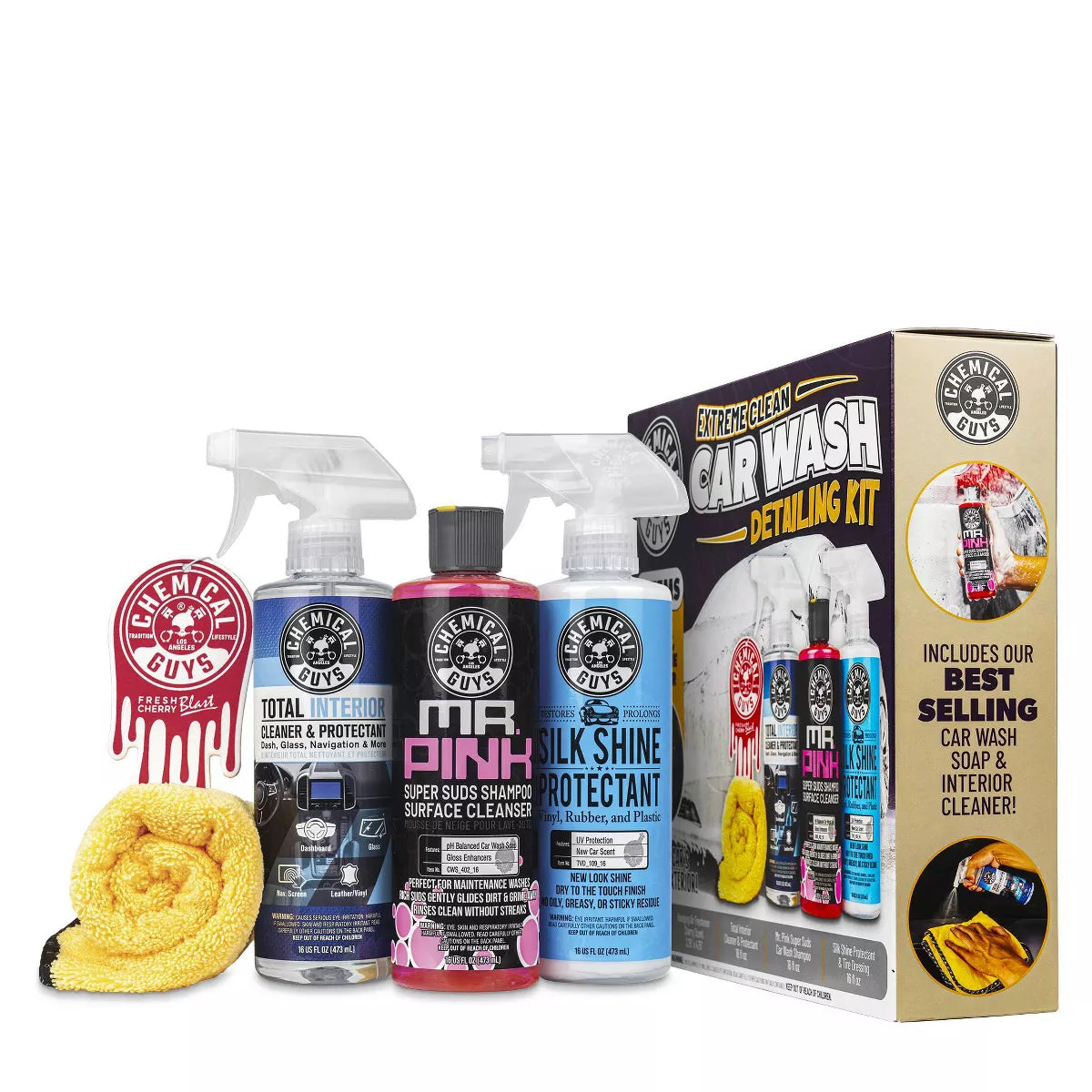 Chemical Guys 5Pc Wash and Shine Cleaners: Car Wash Supplies & Detailing Kit, Scented Liquid Automotive Cleaners
