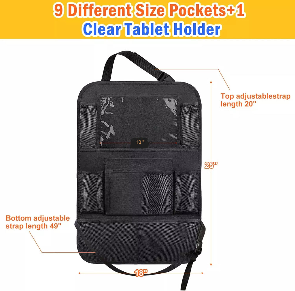 Car Back Seat Organizer Kick Mats, Protector Travel Storage Waterproof USA 2 Pcs