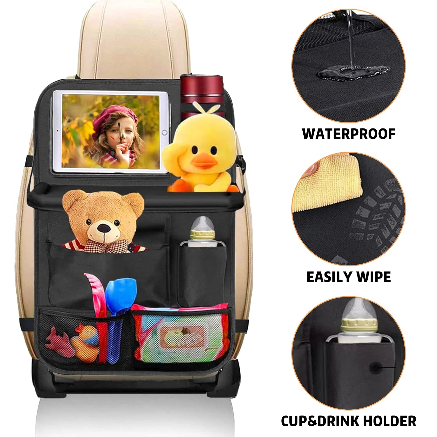 Xueyu Ultimate Car Backseat Organizer 2 Pack, Foldable Tray, Spacious Pockets, Backseat Protector for Adult Road Trip Essentials Travel