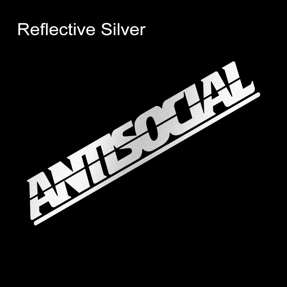 Antisocial Letter Reflective Car Stickers for Rear Window Auto Front Windshield Vinyl DIY Decals Auto Motorcycle Body Decoration