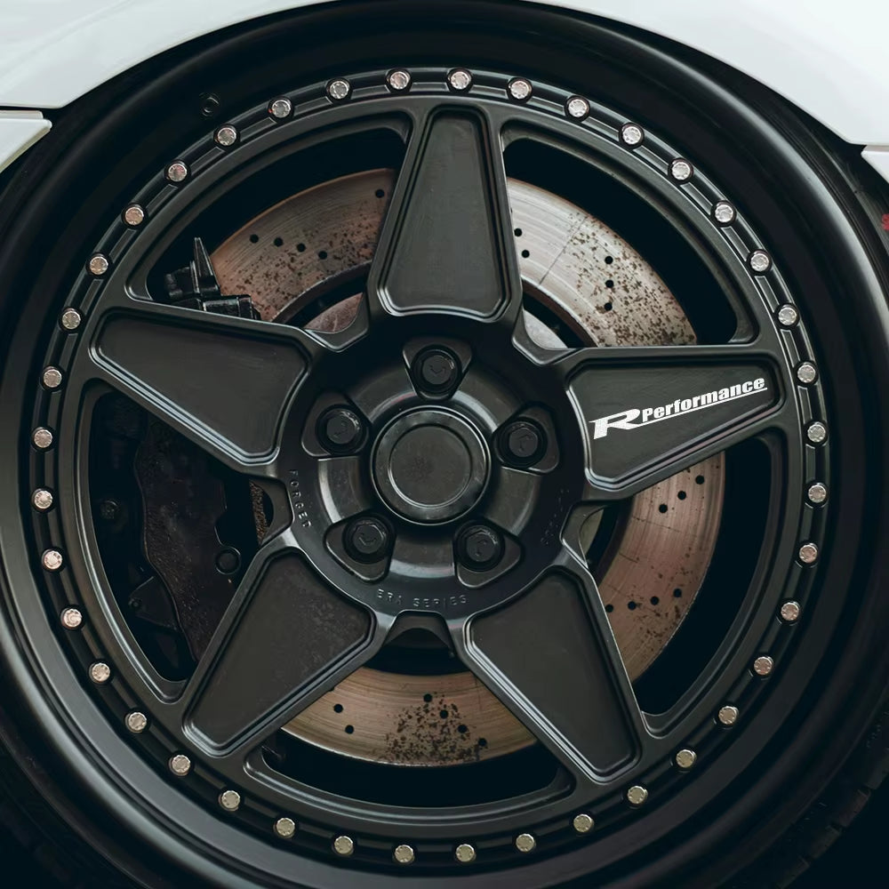 4Pcs Reflective Car Wheels Stickers Auto Rim Wheel Hub Body Racing R Performance Style Vinyl Film Decals Car Tuning Accessories