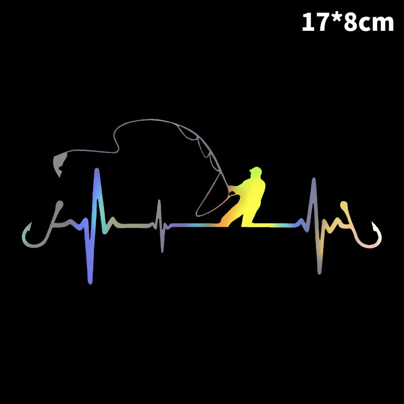 ECG Strip Car Stickers Vinyl Water Proof Decals Cool Laser Reflective Auto Truck Motorbike Sticker Decor Accessories