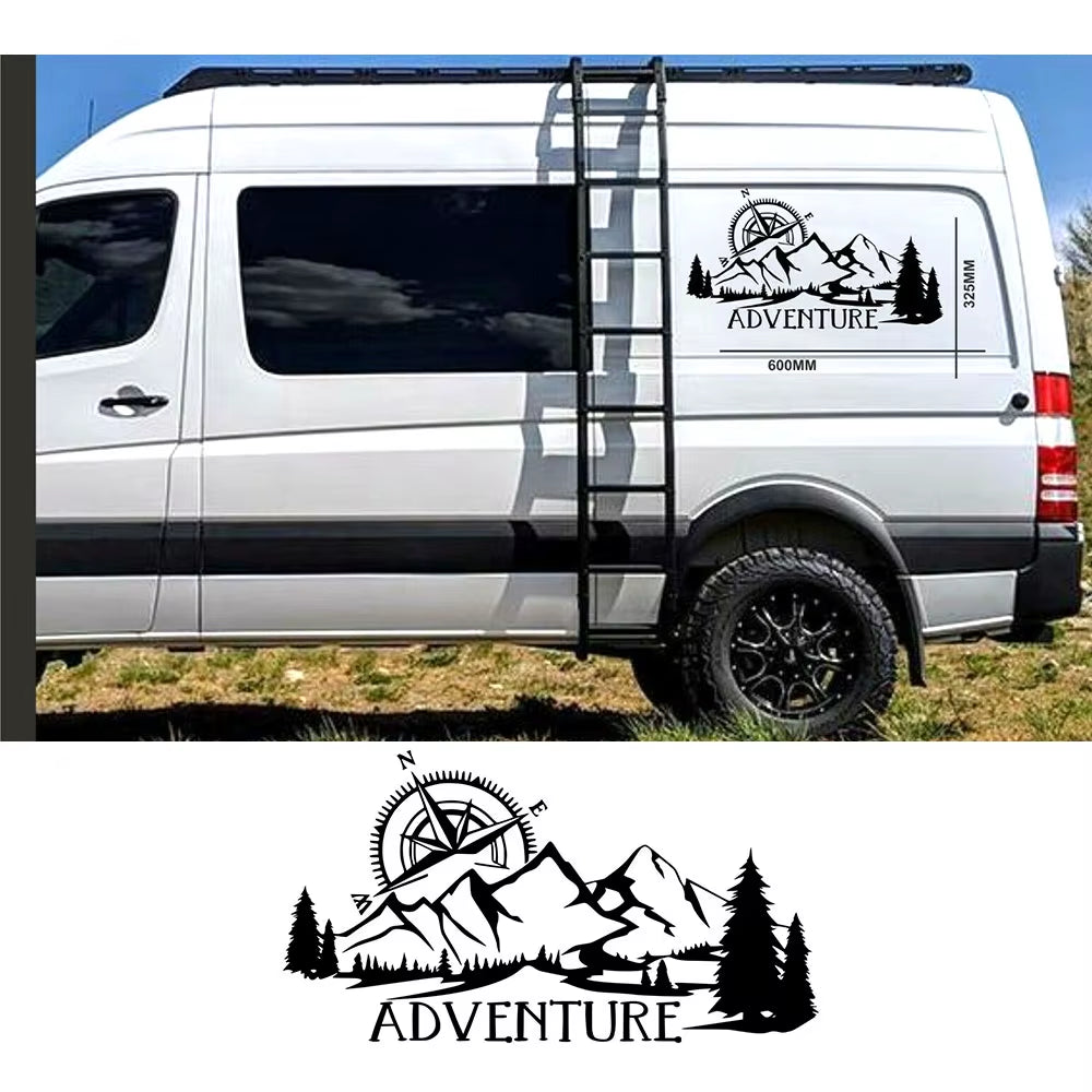 Car Large Adventure Stickers Graphics Vinyl Decals for Peugeot Citroen Fiat Ducato Van Motorhome Stripes Auto Accessories