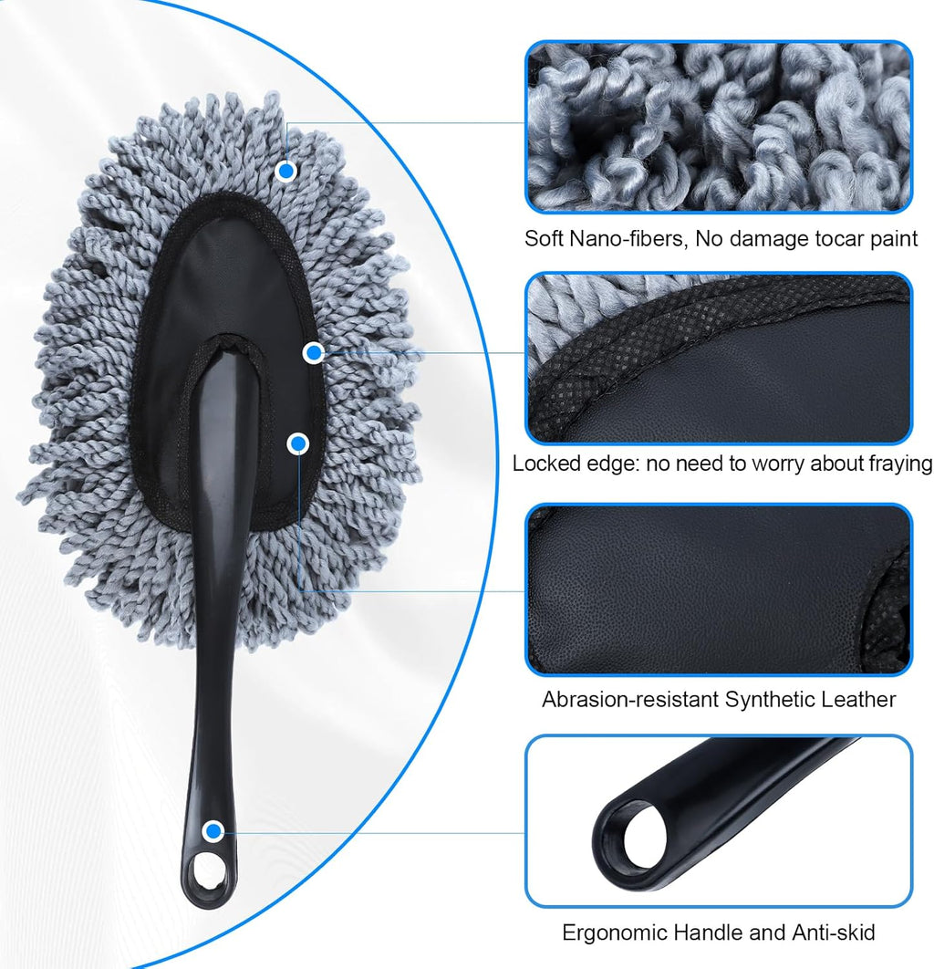 6 Pack Car Cleaning Supplies – Car Duster Interior & Brush Interior & Cleaning Gel, Car Detailing Cleaning Kit for Cars, Trucks, Suvs & Rvs