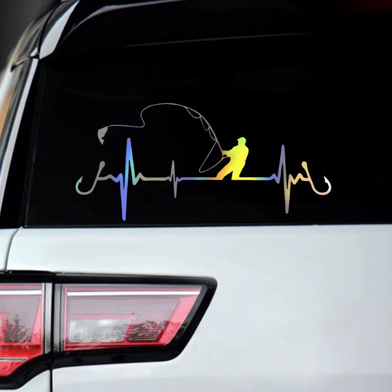 ECG Strip Car Stickers Vinyl Water Proof Decals Cool Laser Reflective Auto Truck Motorbike Sticker Decor Accessories