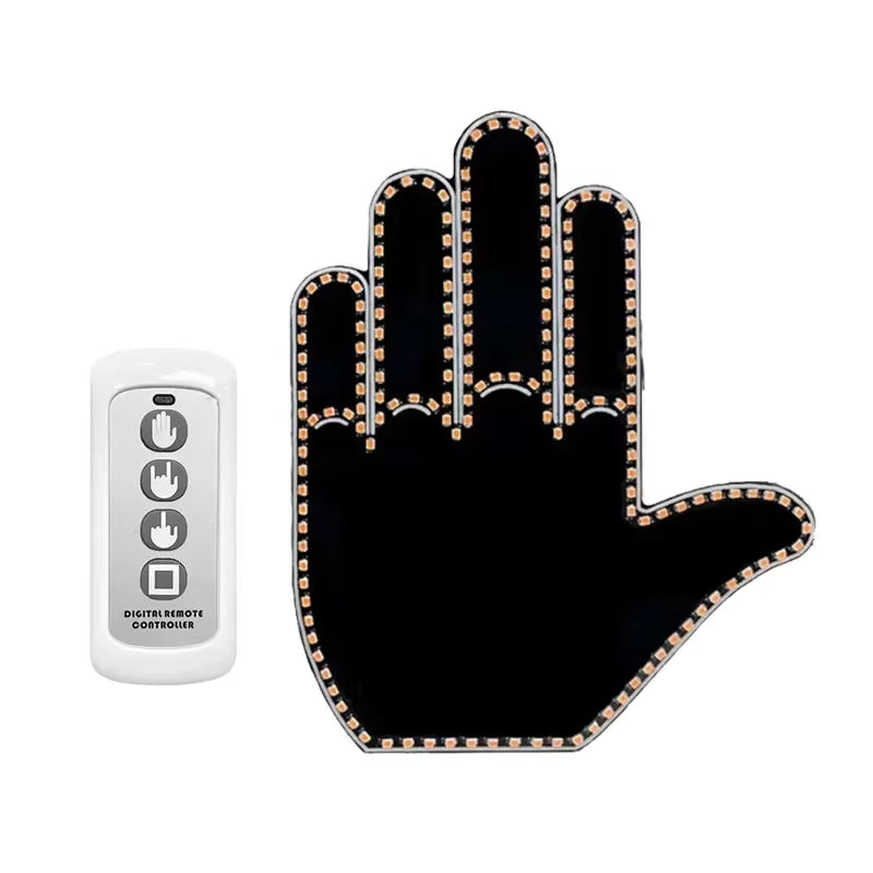 Funny Car Finger Light with Remote, Road Rage Signs Middle Finger Gesture Light，Auto Amber Middle Finger Warning Brake Light ﻿