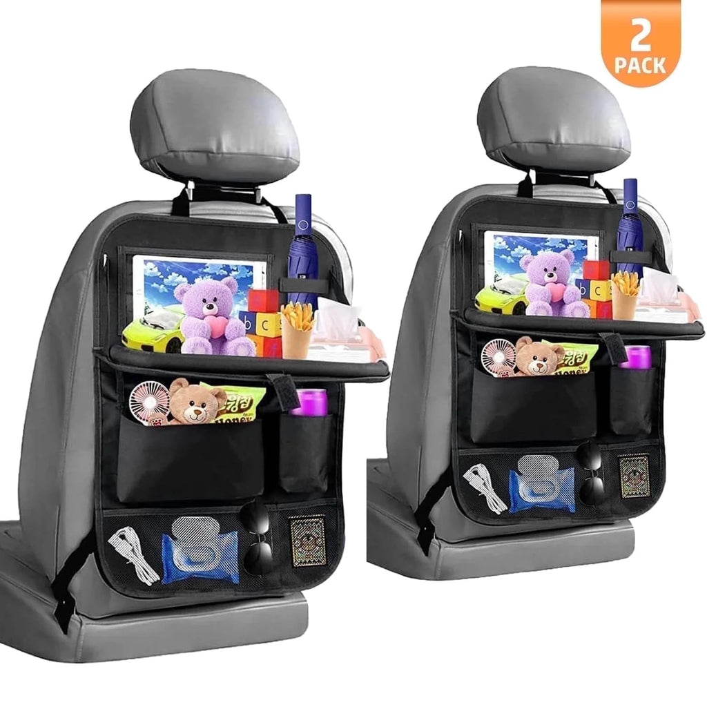 Xueyu Ultimate Car Backseat Organizer 2 Pack, Foldable Tray, Spacious Pockets, Backseat Protector for Adult Road Trip Essentials Travel
